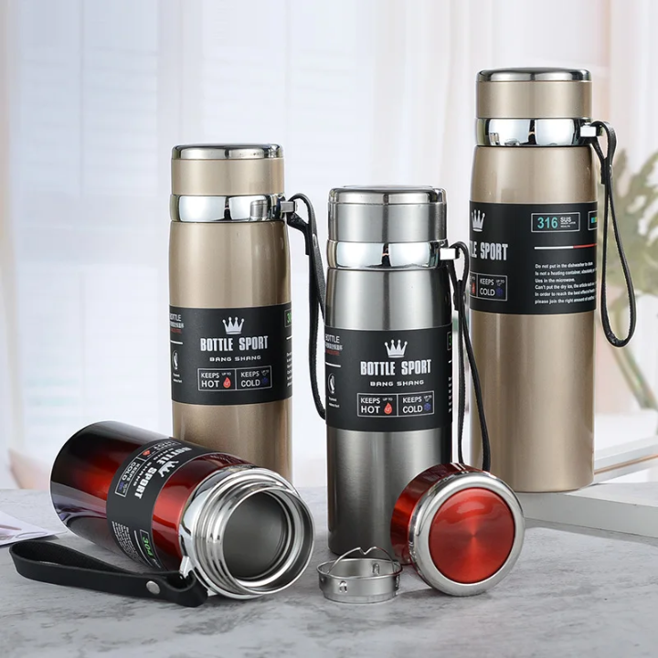 Bouteille d'eau intelligente à double paroi en acier inoxydable 316, gourdes isothermes durables pour hommes, femmes et enfants
